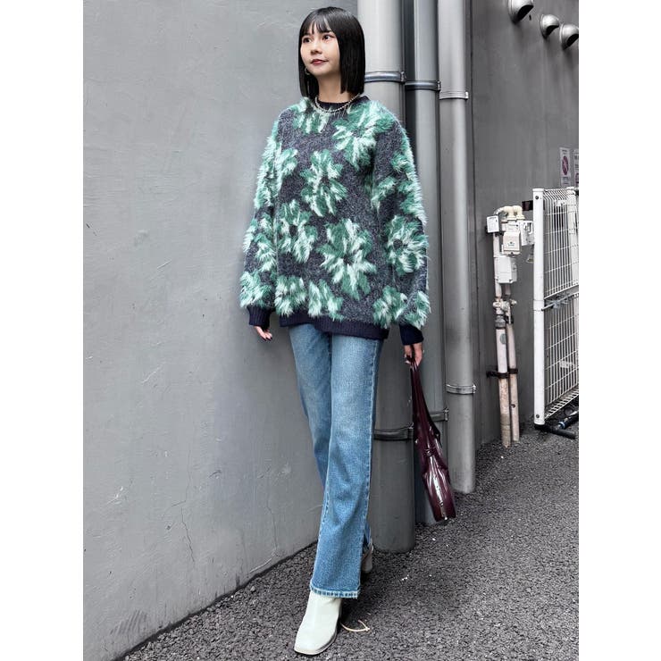 フラワージャガードチュニックニット【WEB限定】[品番：MKSW0061298