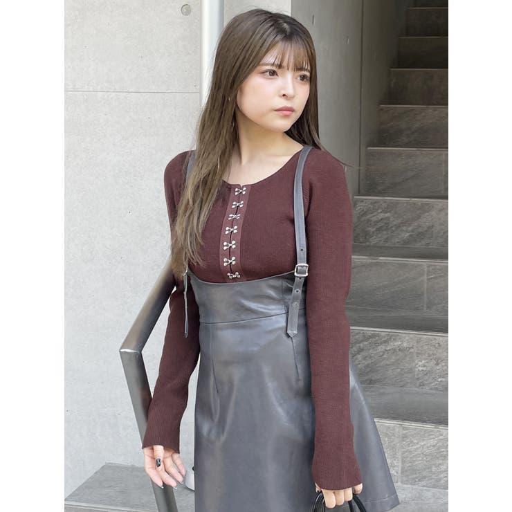フロントホックリブニット[品番：MKSW0060793]｜MURUA（ムルーア