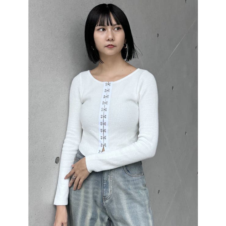 フロントホックリブニット[品番：MKSW0060793]｜MURUA（ムルーア