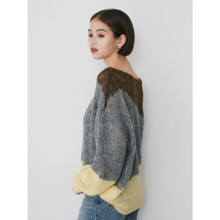 【激安】半額以下- 50%OFFの安い通販 ブロックシアーニット【WEB限定】[品番：MKSW0061297]｜MURUA トップス
