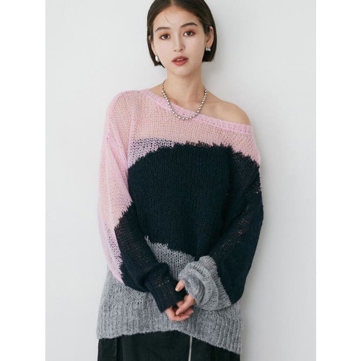 むらさき様 ブロックシアーニット【WEB限定】[品番：MKSW0061297]｜MURUA