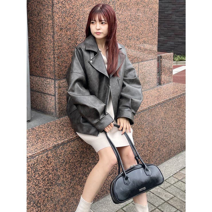 MURUA（ムルーア）の「フェイクレザーミドルジャケット