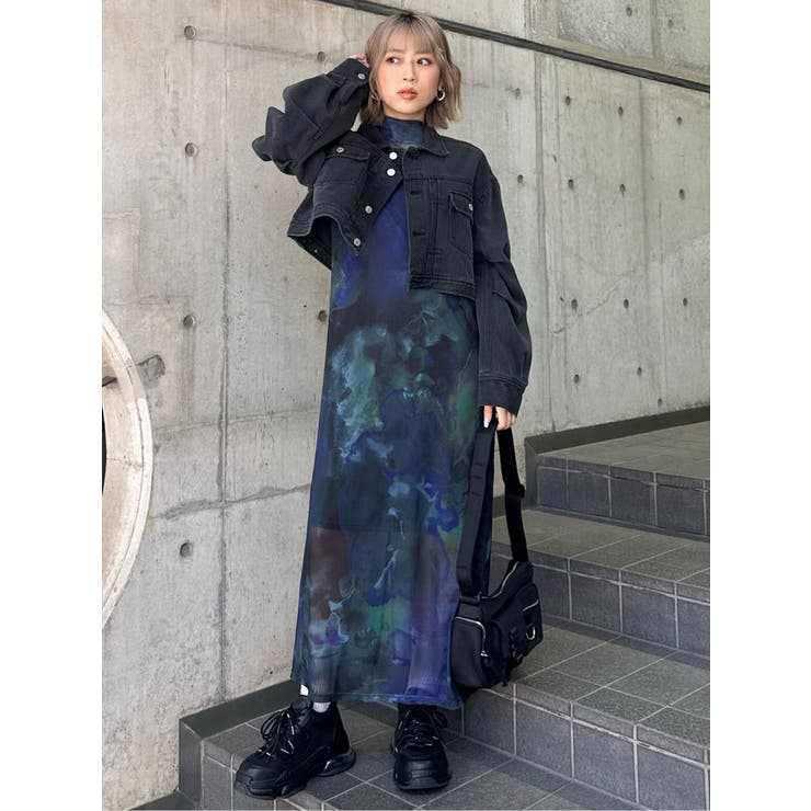 ニュアンスパターンシアーワンピース[品番：MKSW0062322]｜MURUA