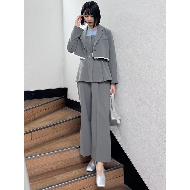 MURUA フライフロントペプラムビスチェ グレー 新品タグ付き ムルーア MURUA フライフロントペプラムビスチェ【セット販売