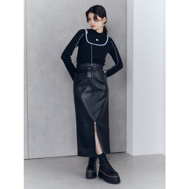 マルチウェイナローフェイクレザースカート | MURUA | 詳細画像3 