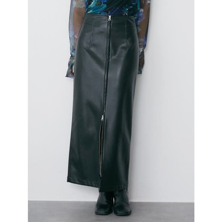 ブラック | マルチウェイナローフェイクレザースカート | MURUA