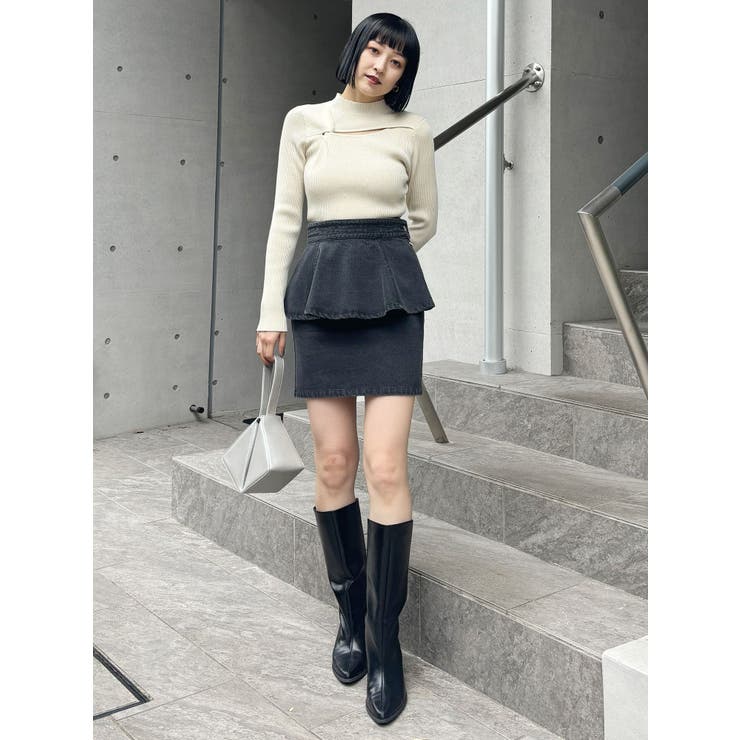 ペプラムデニムミニスカート【セット販売対象】[品番 ペプラムデニムミニスカート【セット販売対象】[品番