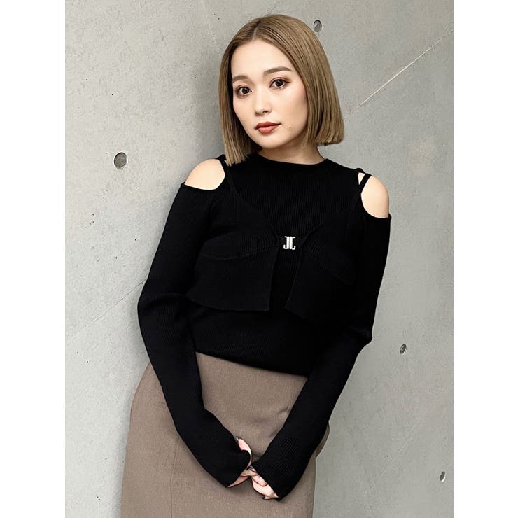 フロントホックカットアウトニット[品番：MKSW0062914]｜MURUA