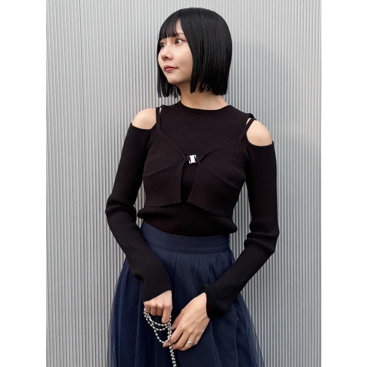フロントホックカットアウトニット[品番：MKSW0062914]｜MURUA