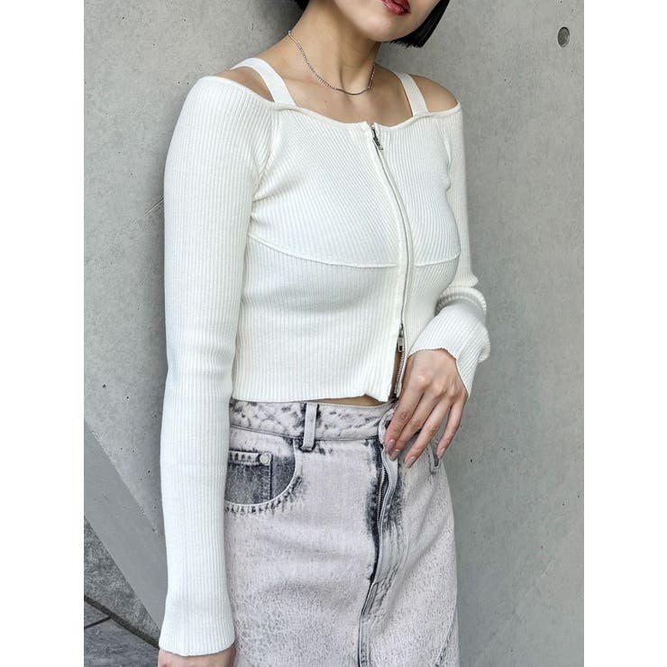 ショルダーストラップダブルZIPニット[品番：MKSW0062318]｜MURUA