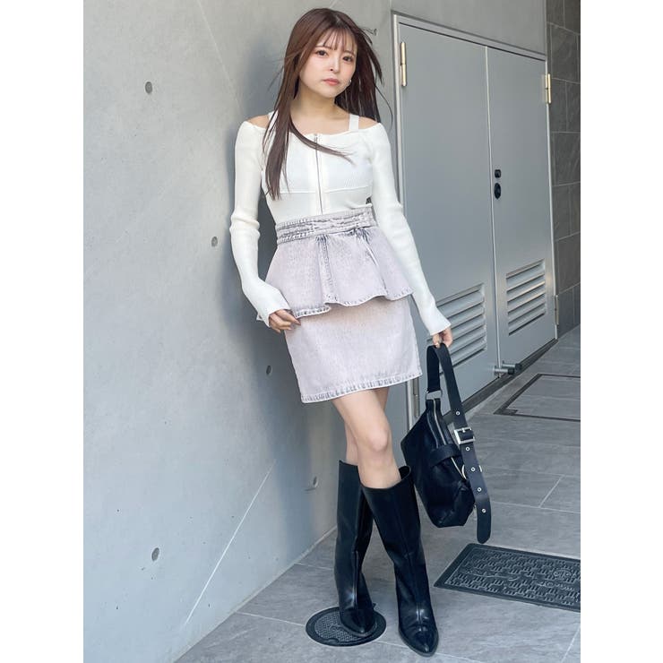 トップス Laura ショルダーストラップダブルZIPニット[品番：MKSW0062318]｜MURUA