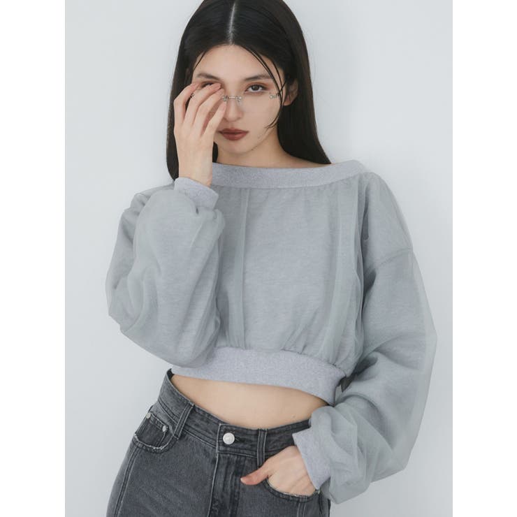 グレー | チュールレイヤードプルオーバー | MURUA