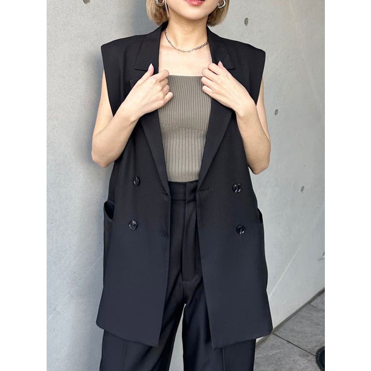 ブラック | バックベルトテーラードジレ【セットアップ着用可】 | MURUA