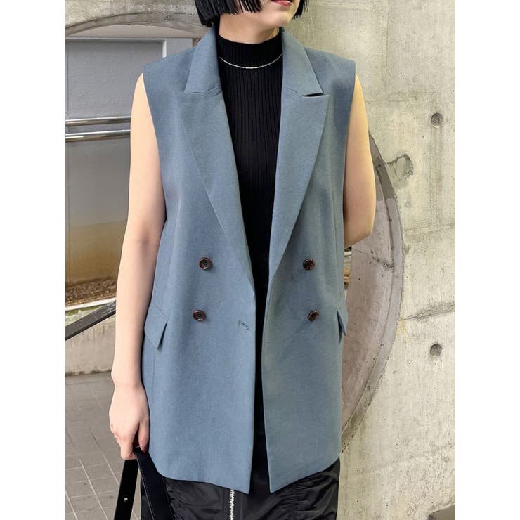 ブルー | バックベルトテーラードジレ【セットアップ着用可】 | MURUA