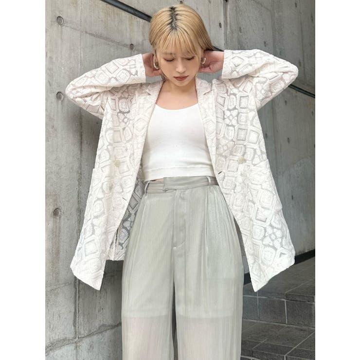 セットアップ】ノーティッドストライプトップス＆パンツ