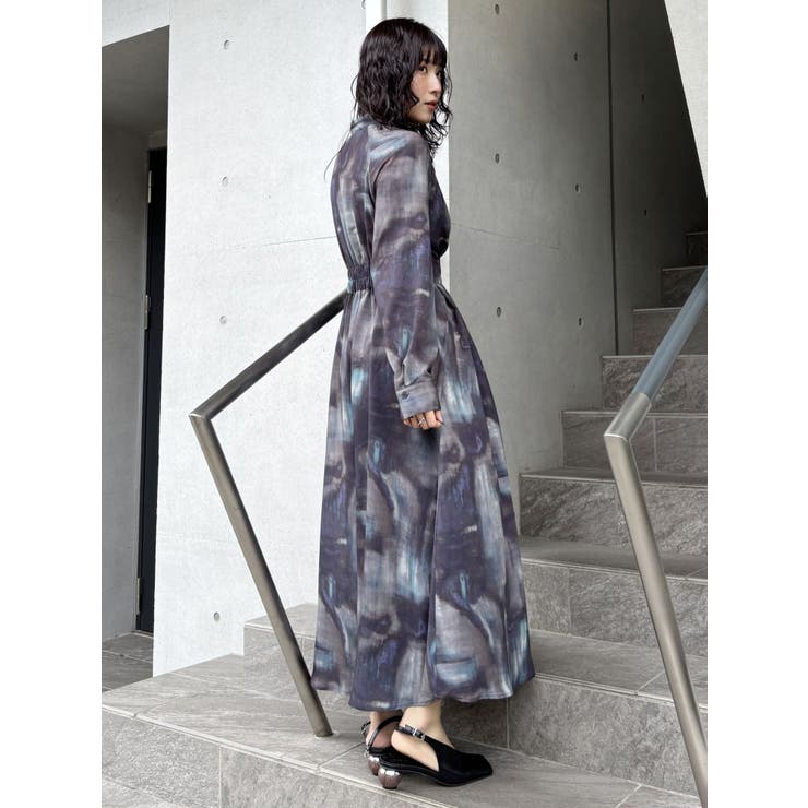 ニュアンスマキシパターンワンピース[品番：MKSW0062900]｜MURUA