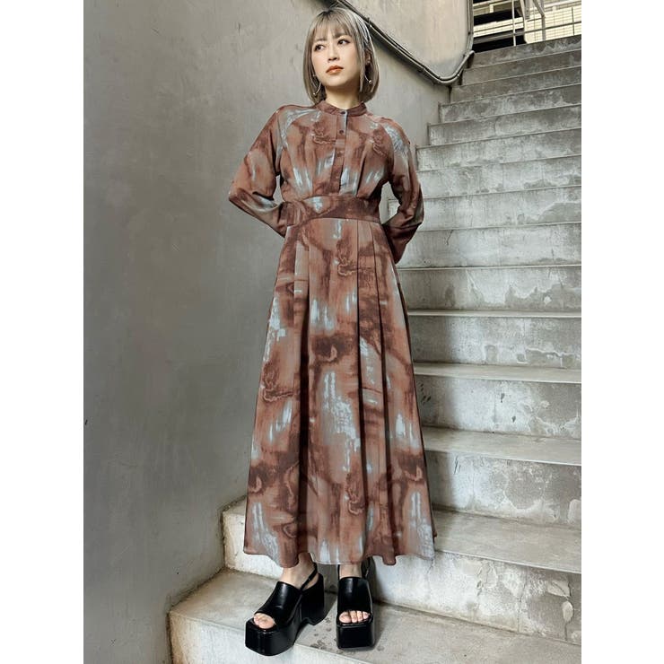 ニュアンスマキシパターンワンピース[品番：MKSW0062900]｜MURUA