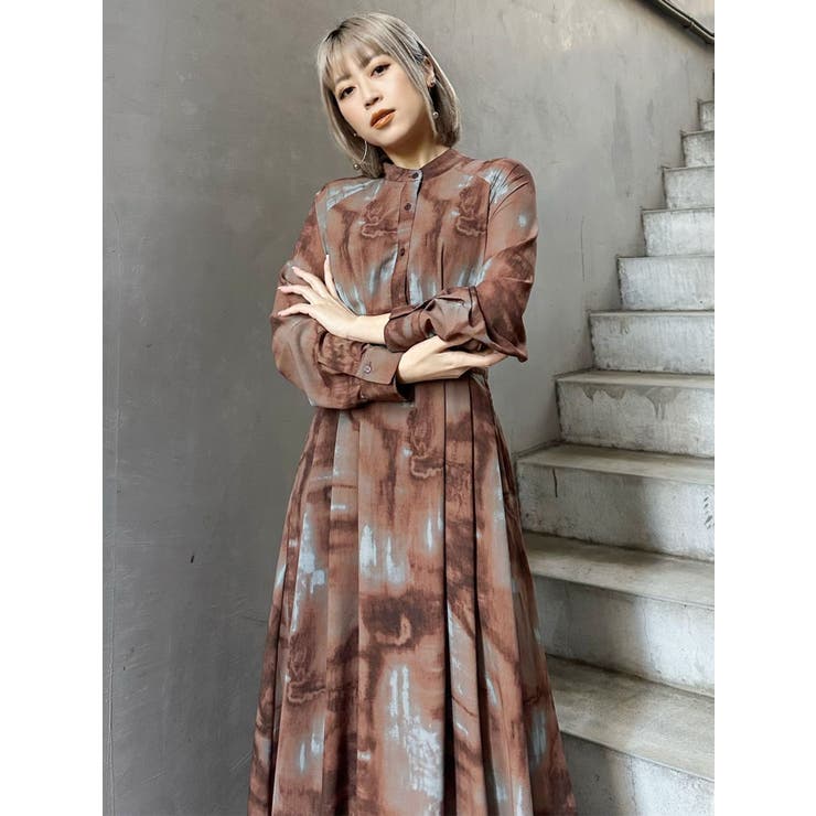 ニュアンスマキシパターンワンピース[品番：MKSW0062900]｜MURUA