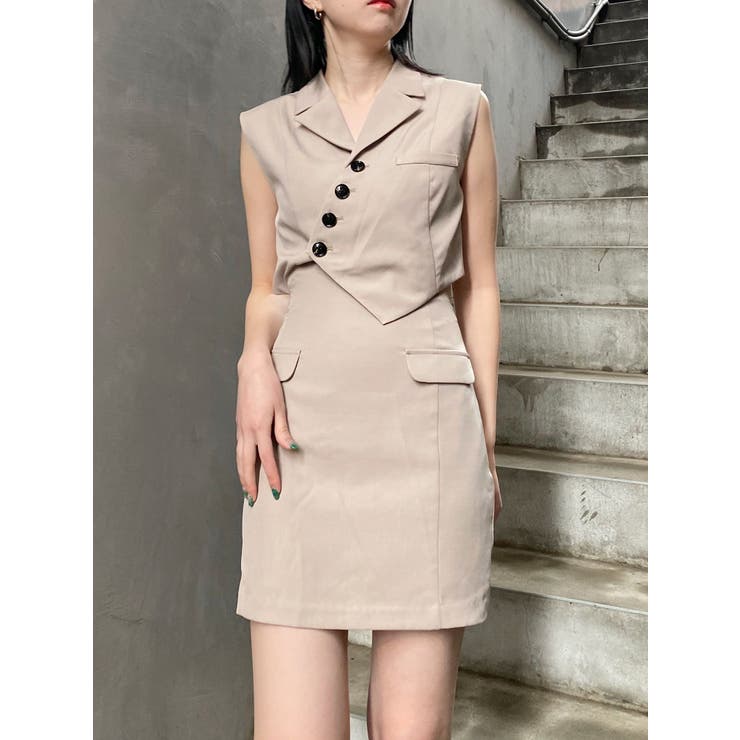 マニッシュベストミニワンピース[品番：MKSW0063990]｜MURUA
