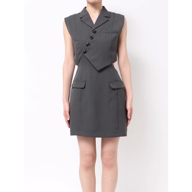 マニッシュベストミニワンピース[品番：MKSW0063990]｜MURUA