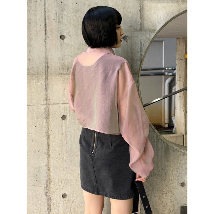 リボンドロストスリーブシャイニーシアーシャツ | MURUA | 詳細画像19 