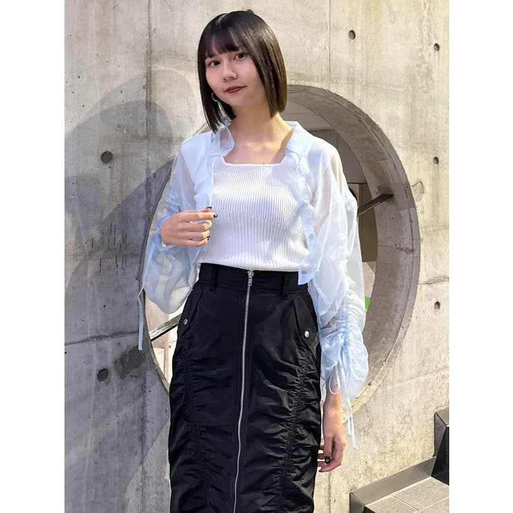 リボンドロストスリーブシャイニーシアーシャツ | MURUA | 詳細画像21 