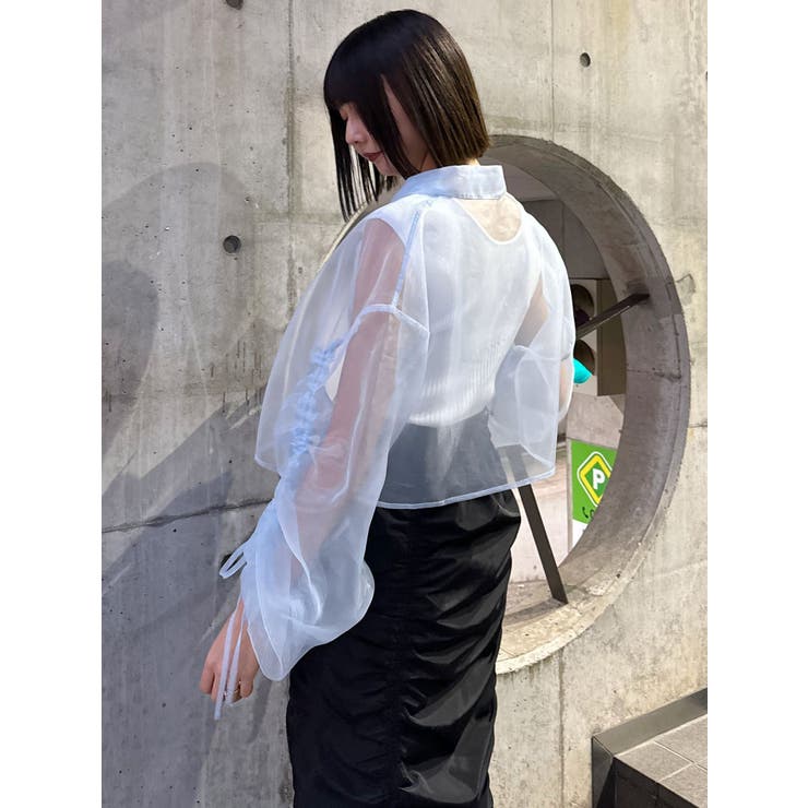 リボンドロストスリーブシャイニーシアーシャツ | MURUA | 詳細画像22 