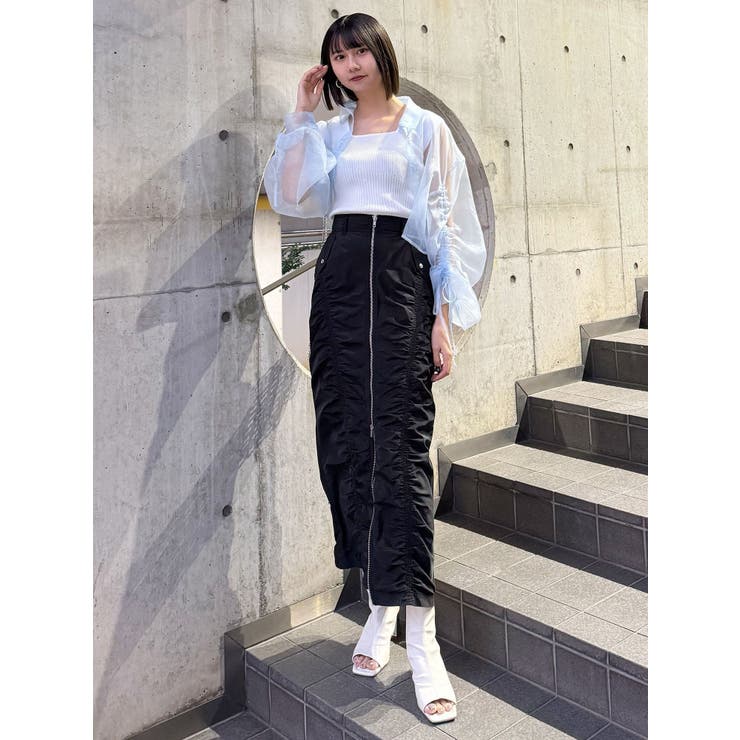 リボンドロストスリーブシャイニーシアーシャツ | MURUA | 詳細画像23 