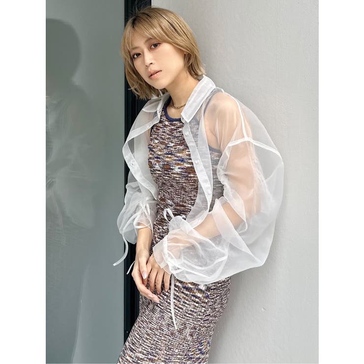 リボンドロストスリーブシャイニーシアーシャツ | MURUA | 詳細画像25 