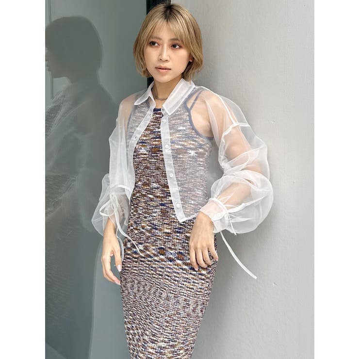 リボンドロストスリーブシャイニーシアーシャツ | MURUA | 詳細画像26 