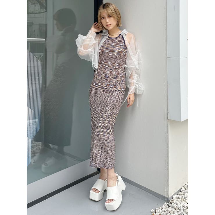 リボンドロストスリーブシャイニーシアーシャツ | MURUA | 詳細画像28 