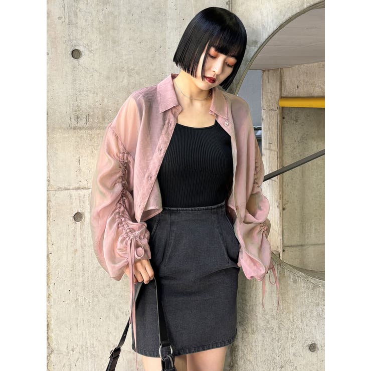 リボンドロストスリーブシャイニーシアーシャツ | MURUA | 詳細画像3 