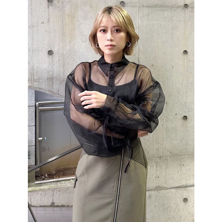 リボンドロストスリーブシャイニーシアーシャツ | MURUA | 詳細画像30 