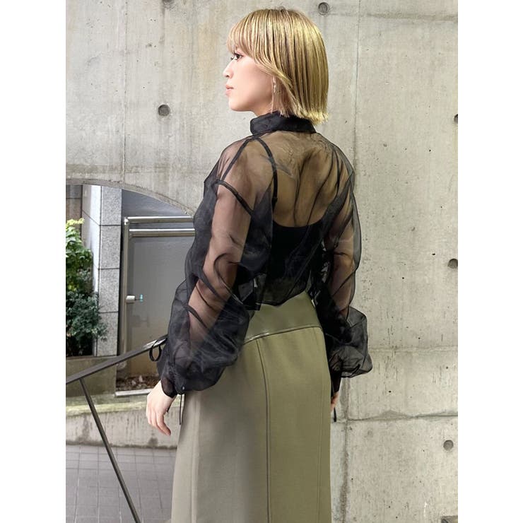 リボンドロストスリーブシャイニーシアーシャツ | MURUA | 詳細画像31 