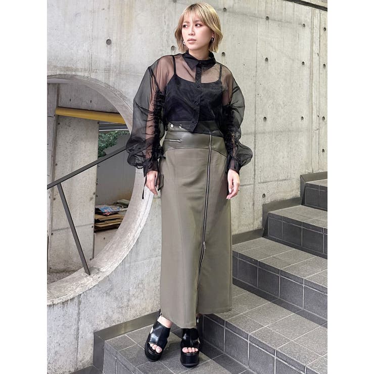 リボンドロストスリーブシャイニーシアーシャツ | MURUA | 詳細画像32 