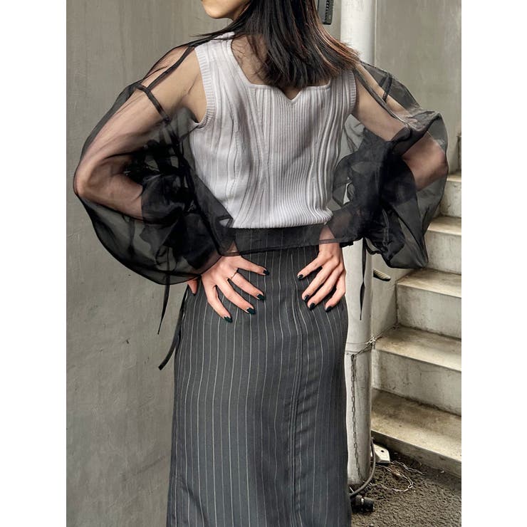 リボンドロストスリーブシャイニーシアーシャツ | MURUA | 詳細画像35 