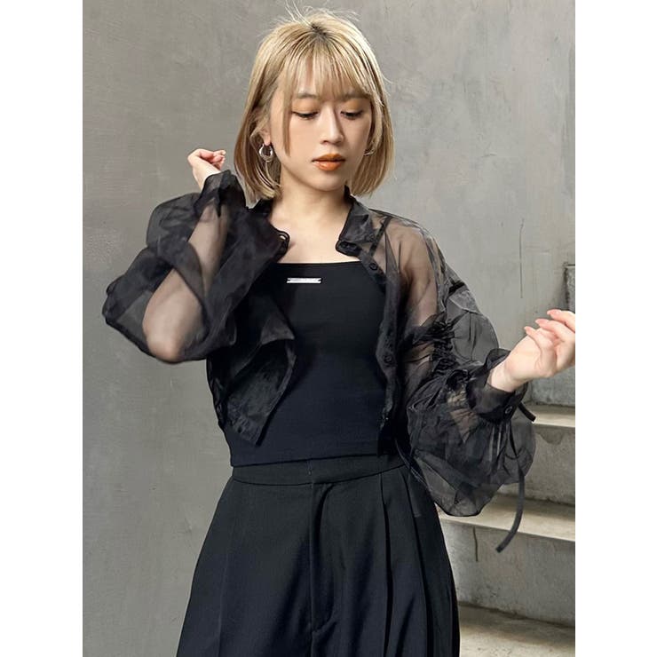 リボンドロストスリーブシャイニーシアーシャツ | MURUA | 詳細画像37 