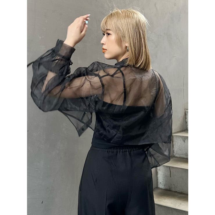 リボンドロストスリーブシャイニーシアーシャツ | MURUA | 詳細画像39 