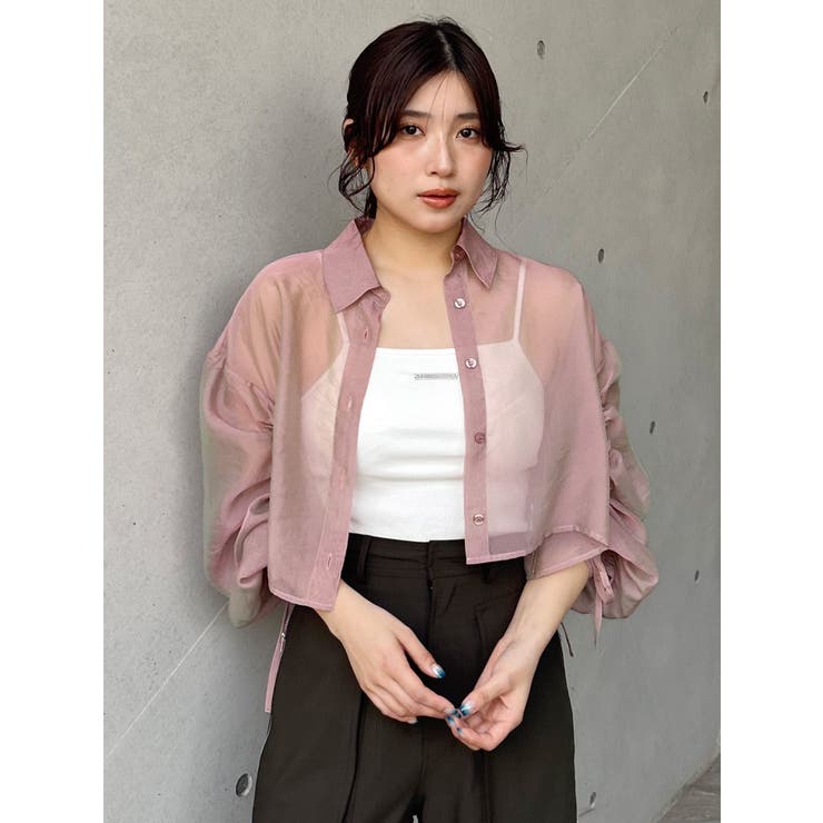 リボンドロストスリーブシャイニーシアーシャツ | MURUA | 詳細画像48 