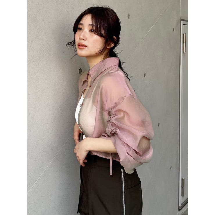 リボンドロストスリーブシャイニーシアーシャツ | MURUA | 詳細画像49 