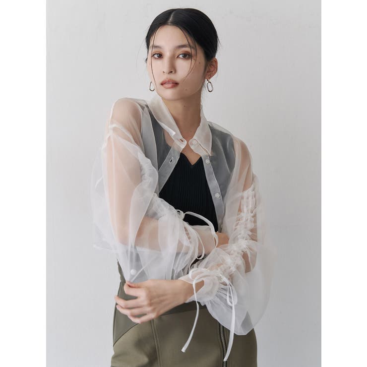 リボンドロストスリーブシャイニーシアーシャツ | MURUA | 詳細画像5 