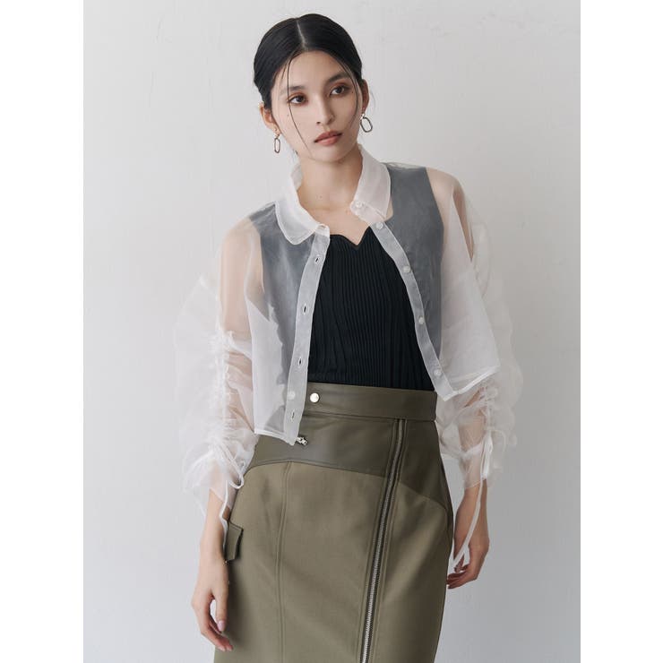 リボンドロストスリーブシャイニーシアーシャツ | MURUA | 詳細画像7 