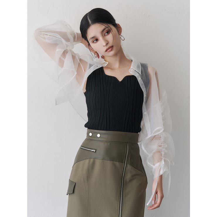 リボンドロストスリーブシャイニーシアーシャツ | MURUA | 詳細画像8 