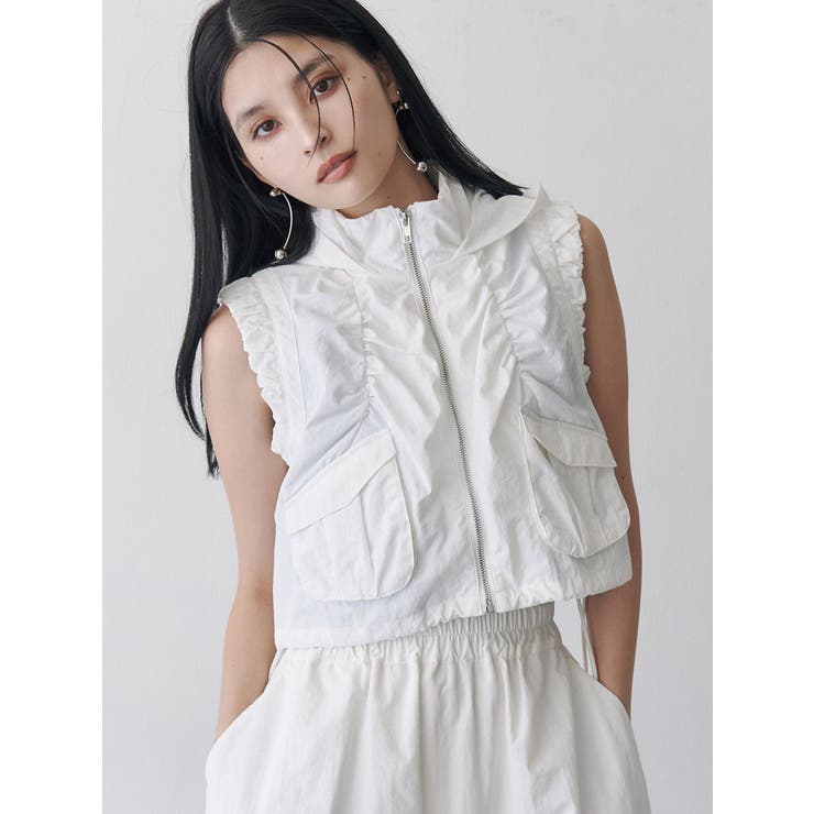ホワイト | シャーリングフードベスト【セットアップ着用可】 | MURUA