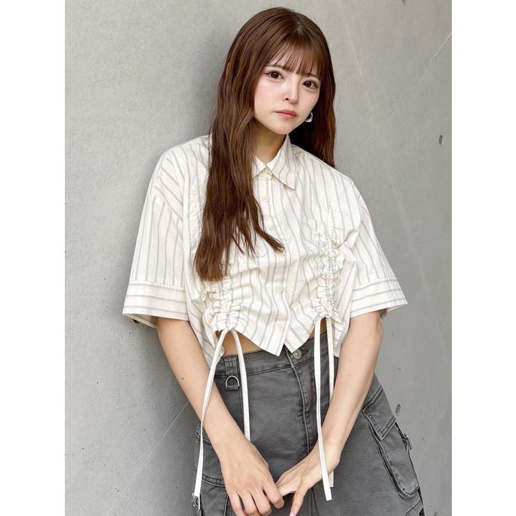 MURUA - mari ♡ 最終値下げ ムルーア レイヤードシャツ シャイニーシアーショートシャツ【セット販売対象】[品番