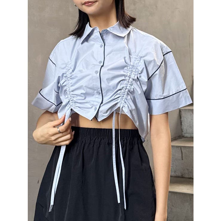 ブルー | バイカラーシャーリングシャツ | MURUA