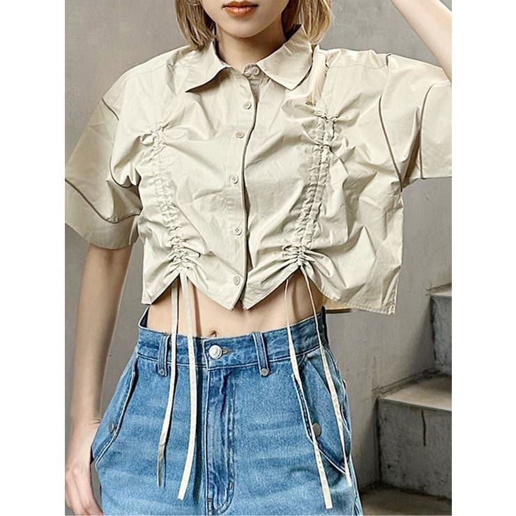 ベージュ | バイカラーシャーリングシャツ | MURUA