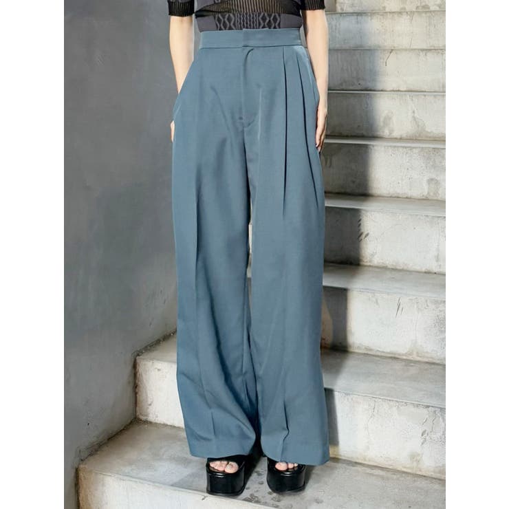 ブルー | サイドタックワイドパンツ【セットアップ着用可】 | MURUA