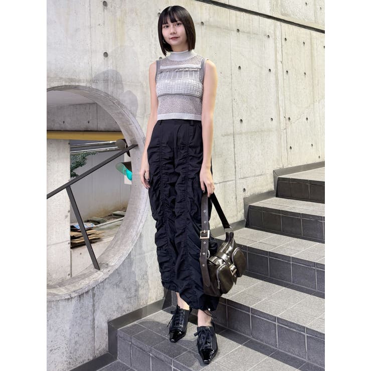 MURUA(ムルーア) シャーリングカーゴパンツ ブラック シャーリングカーゴパンツ【セットアップ着用可】[品番
