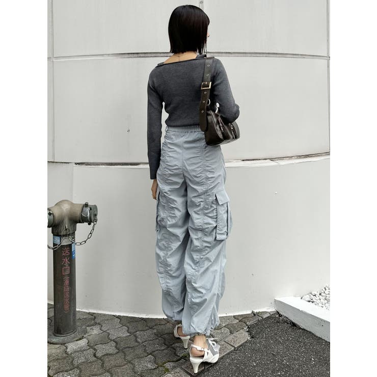 MURUA(ムルーア) シャーリングカーゴパンツ ブラック シャーリングカーゴパンツ【セットアップ着用可】[品番